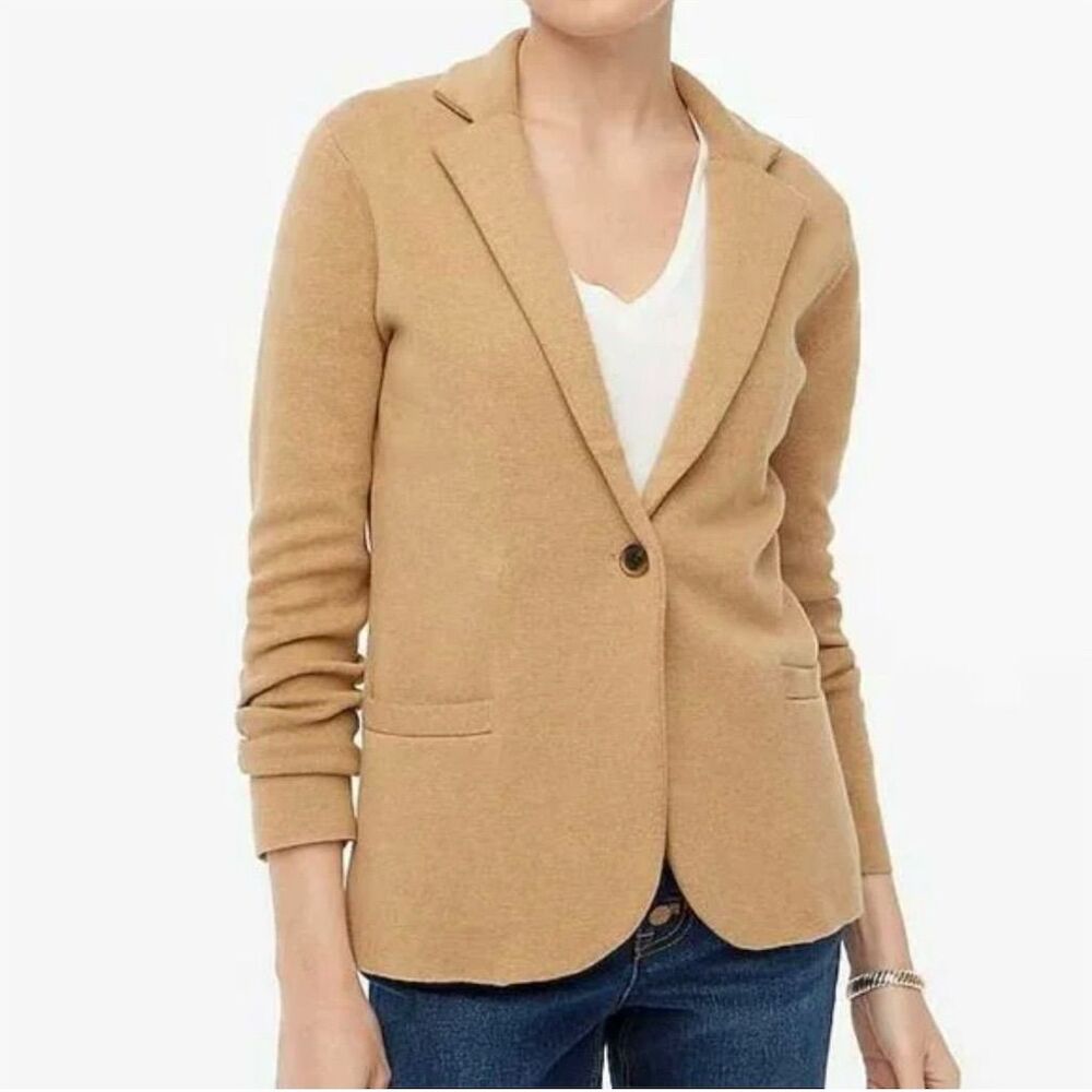 NWT J. Crew Women's‎ Beige Schoolboy Sweater Blazer Cardigan Size L